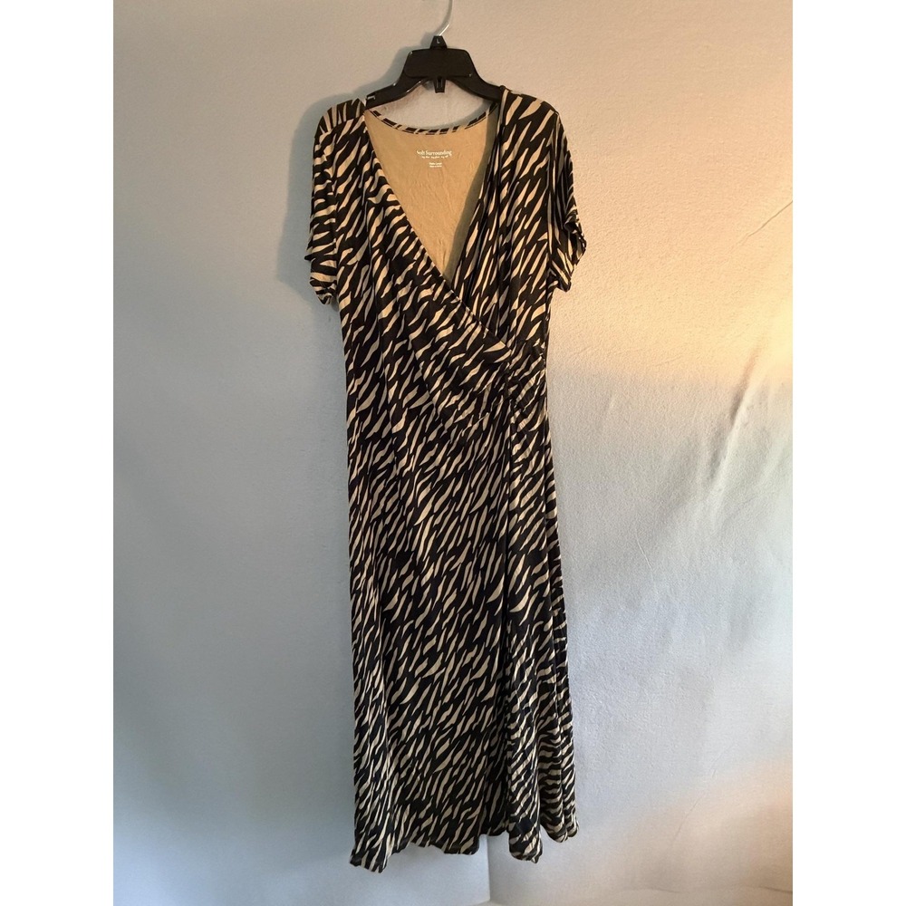Soft Surroundings Maxi Dress Womens Petite Large Black Animal Print Ruched